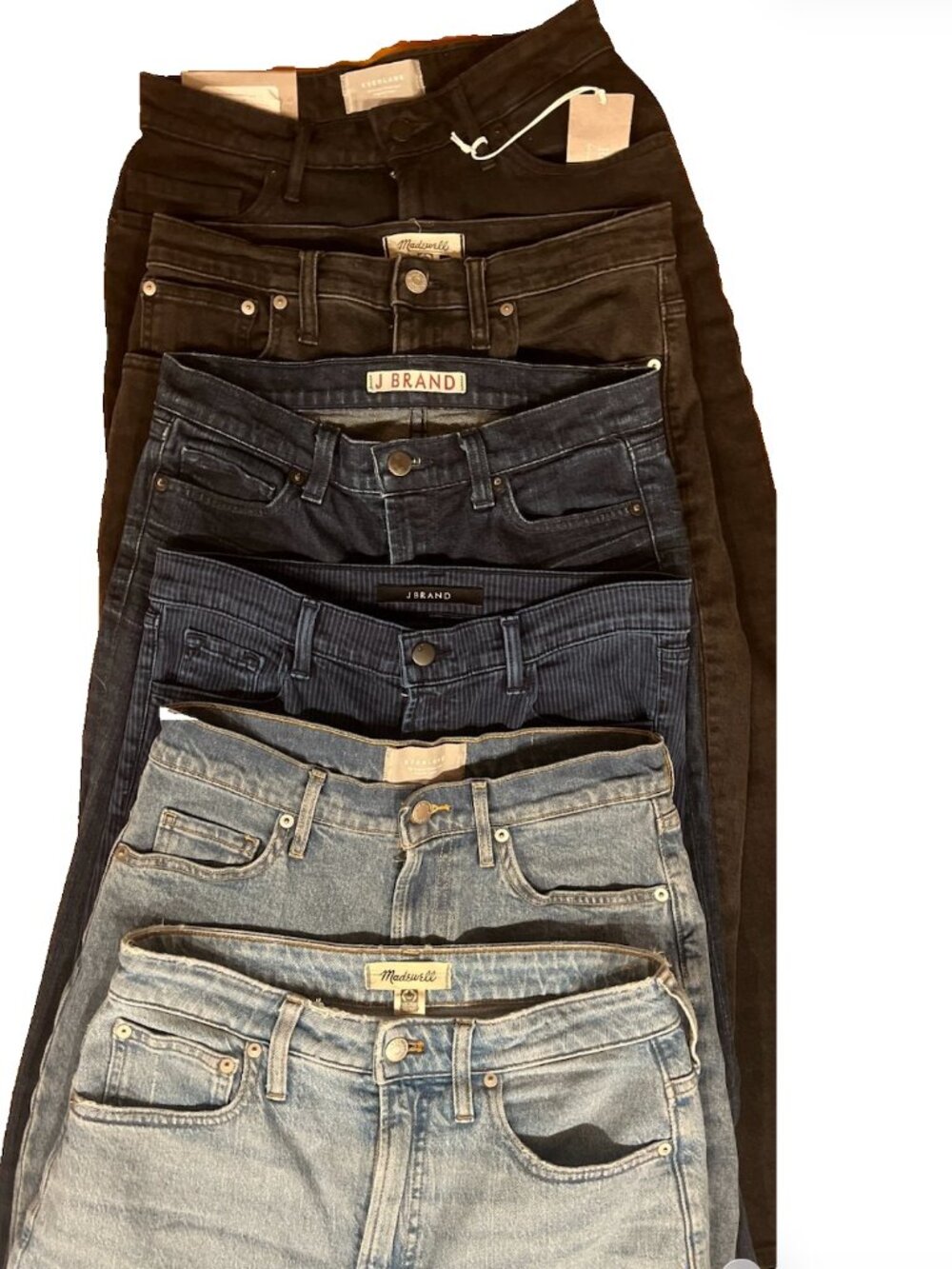 Lot of 6 Designer Jeans Size 27 Everlane, J Crew, J Brand, Madewell